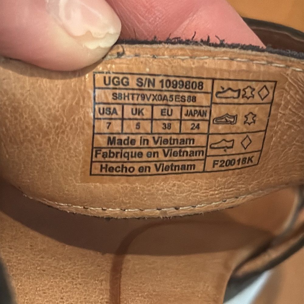 UGG Womens Braelynn Jasmine Leather Flatform Black Sandal Sz 7 M - Picture 11 of 11